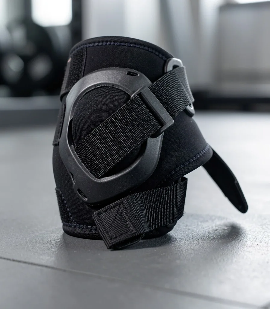 Adjustable knee brace for sports with straps