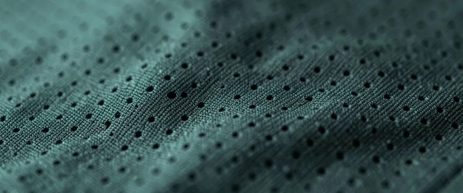 Breathable perforated fabric macro detail